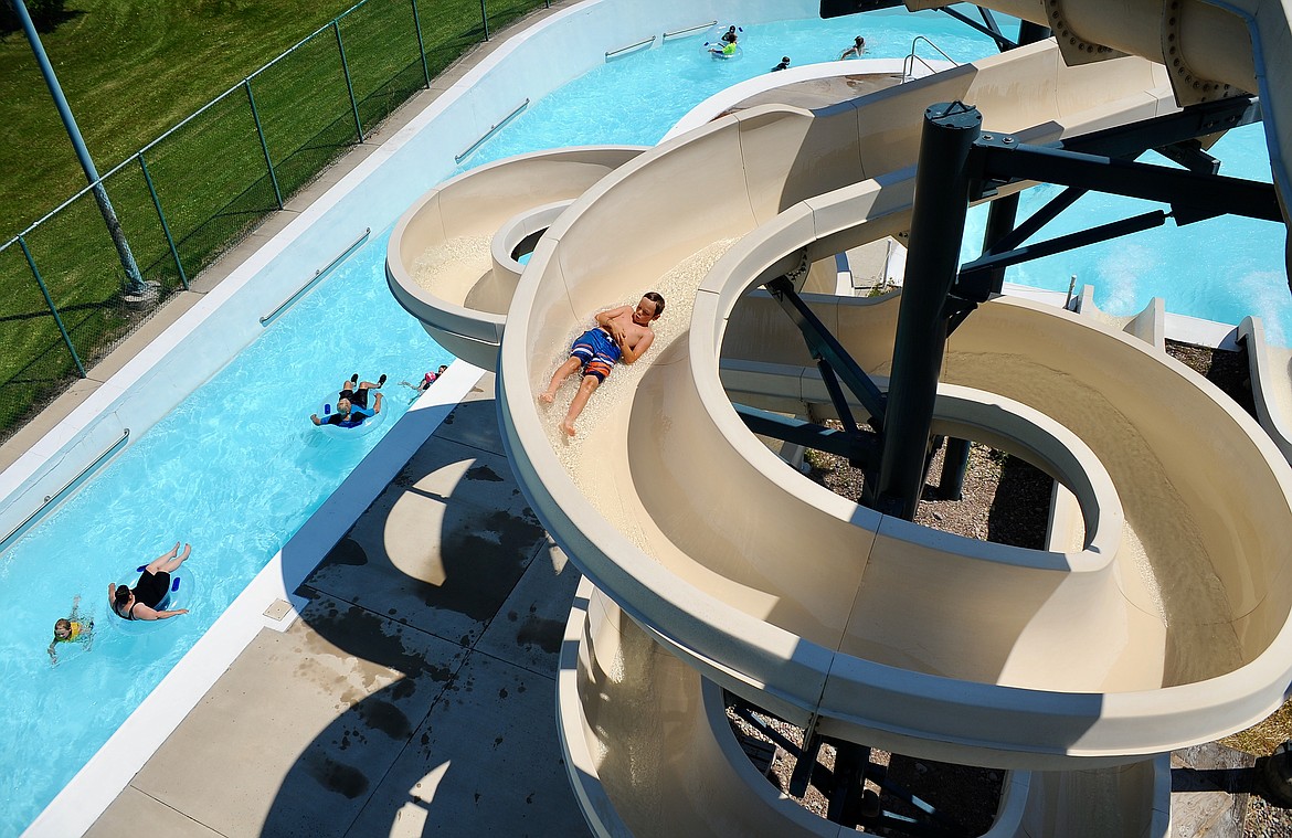 Swimmers enjoy the lazy river and water slides at Woodland Water Park in Kalispell on Tuesday, June 29, 2021. (Matt Baldwin/Daily Inter Lake)