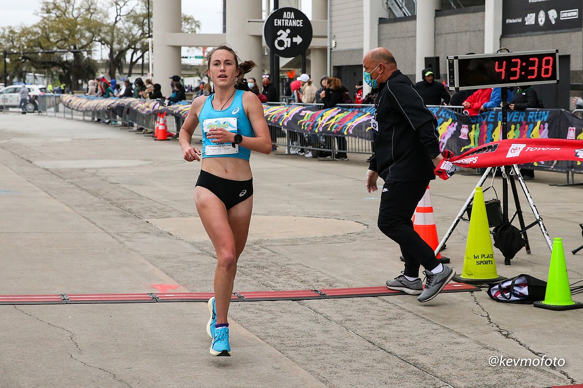 Makena Morley crosses the finish line at a previous race.
Courtesy photo