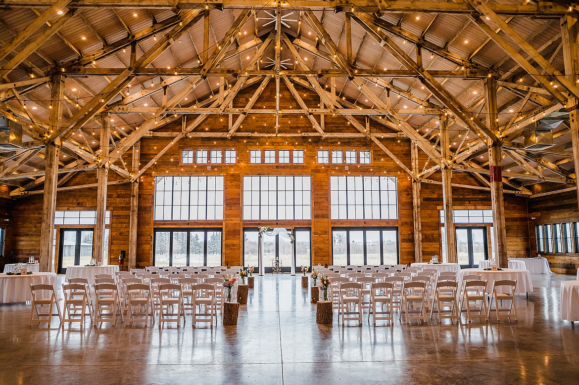 The interior of the Ashley Creek Historic Venue at Snowline Acres is seen in Kalispell. (Courtesy of Marianne Weist Photography)