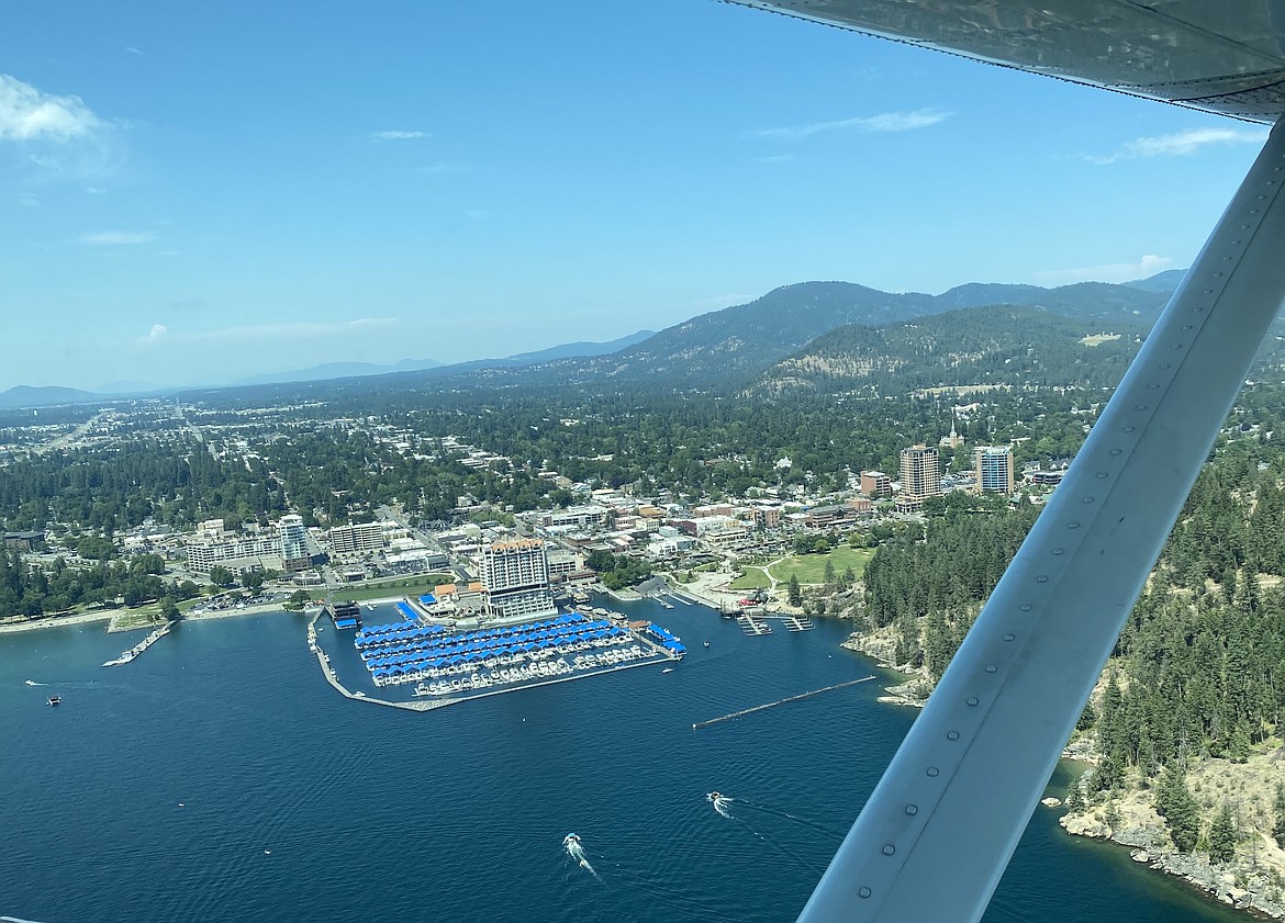 The view of downtown Coeur d'Alene couldn't have looked better from the window of a DeHavilland Beaver Seaplane flown by Coeur d'Alene Aviation & Maintenance on a Thursday scenic tours. (MADISON HARDY/Press)