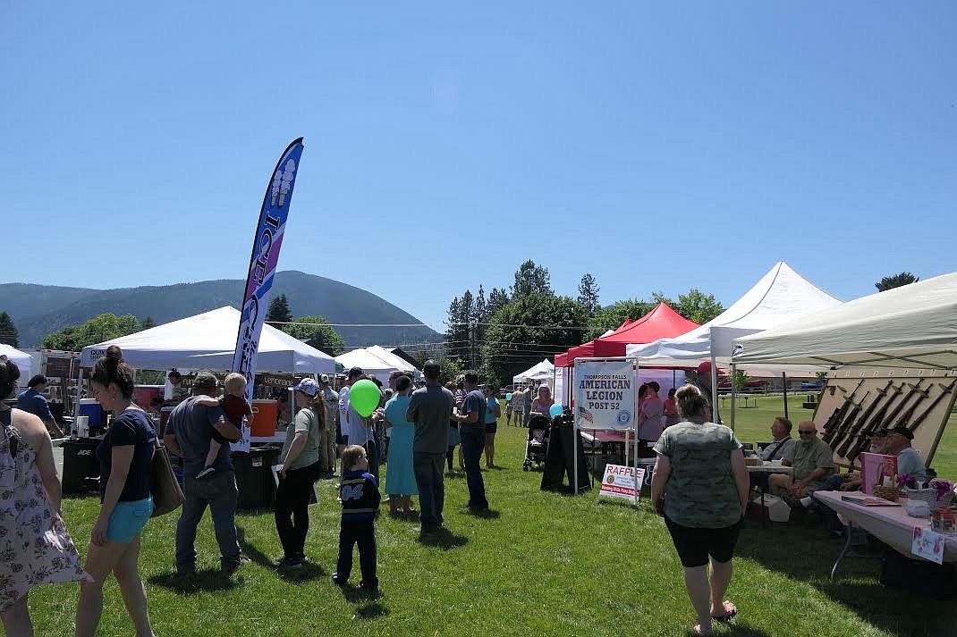 Local civic groups, craft makers and other groups in Sanders County promoted their work at last weekend’s Fourth of July event in Ainsworth Park in Thompson Falls. Several musicians performed, Miss Montana, the historic C-47 plane, did a flyover, and a kids parade was enjoyed by all. (Adam Lindsay/Valley Press)