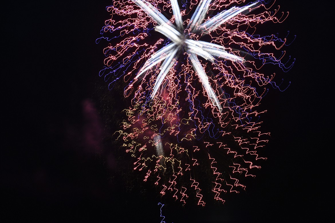 Scenes from the fireworks show at City Beach on Sunday.