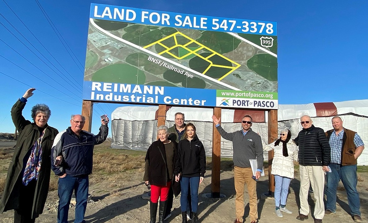 The Port of Pasco's Commissioners Jim Klindworth and Vicki Gordon led the dedication of the Reimann Industrial Center on Wednesday, Jan. 13. Port commissioners and staff were joined by members of the Reimann family. The new 300-acre industrial park on Railroad Avenue was dedicated in the name of Ron Reimann, a seven-year member of the port commission, and 150 of those acres will be the site of a major new Darigold processing plant. He passed away in 2017. Attending the ceremony were Ron's wife, Rella; son, Reid; and granddaughter, Anastasia.