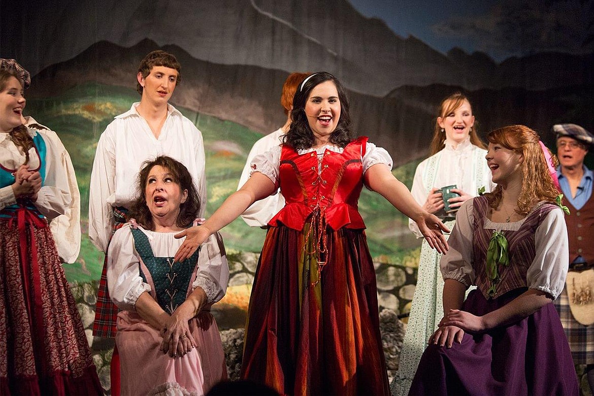 Marie Jamison, center, plays Meg in the Quincy Valley Allied Arts 2014 production of “Brigadoon” at the Chuck McConnell Performing Arts Center in Quincy.