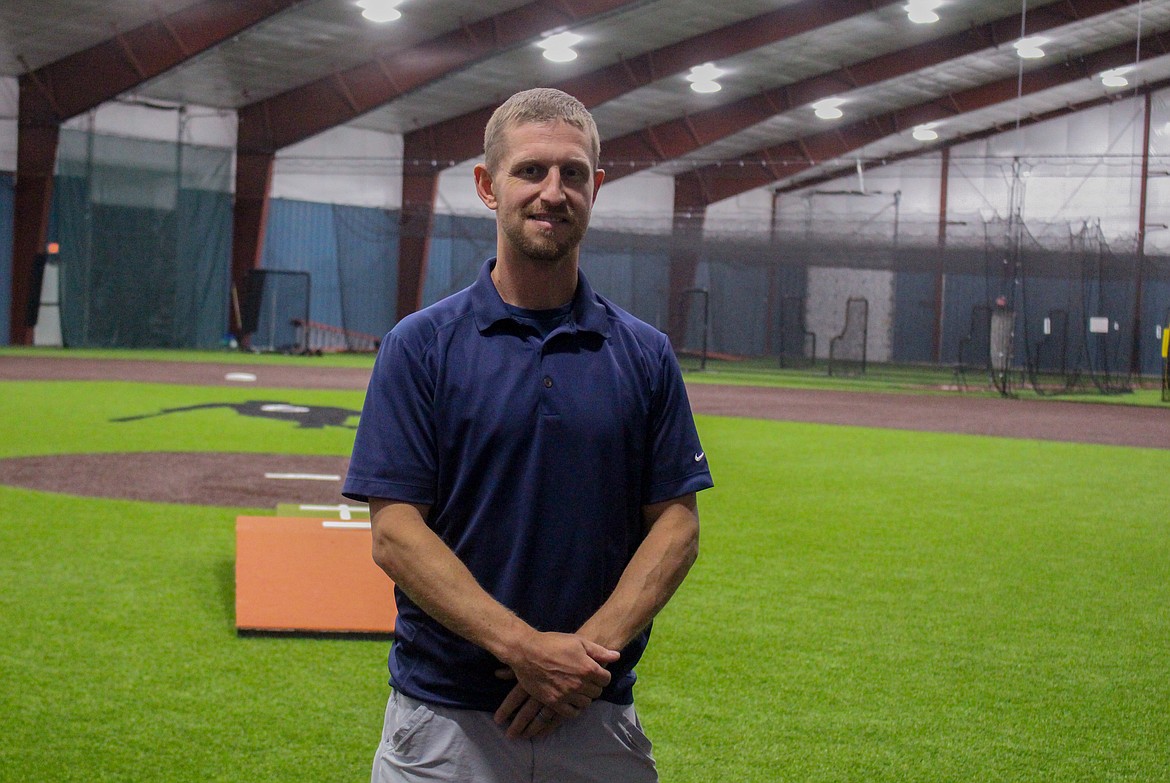 Jameson Lange, general manager for The Six Training Facility and head baseball coach at Big Bend Community College, stands inside the facility June 25.