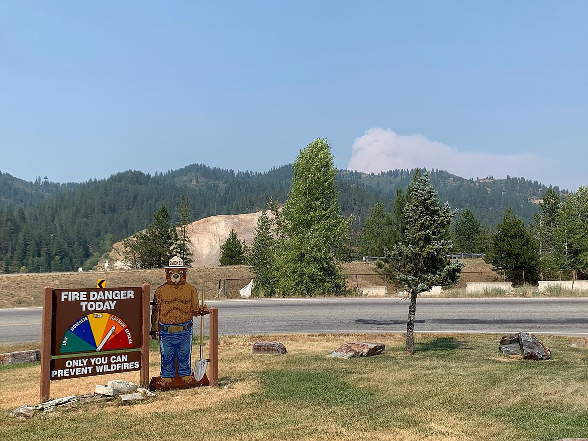View of Deceitful Fire from the Silver Valley Office of the Coeur d Alene River Ranger District on Saturday. Photo courtesy USDA Forest Service