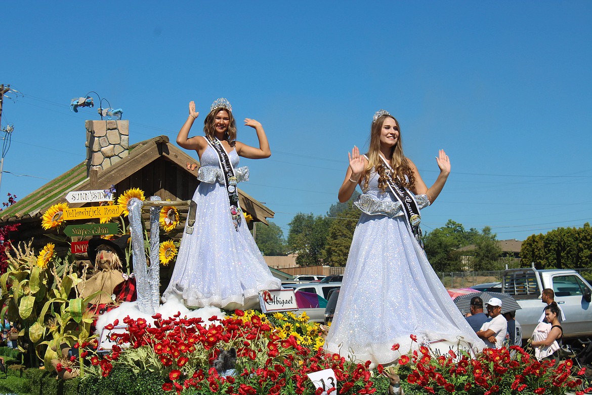 Miss Sunnyside Queen Abigael Marquez, left, and Princess Kaydience Porter are on a Wizard of Oz float at the Royal City Summerfest parade on Saturday.