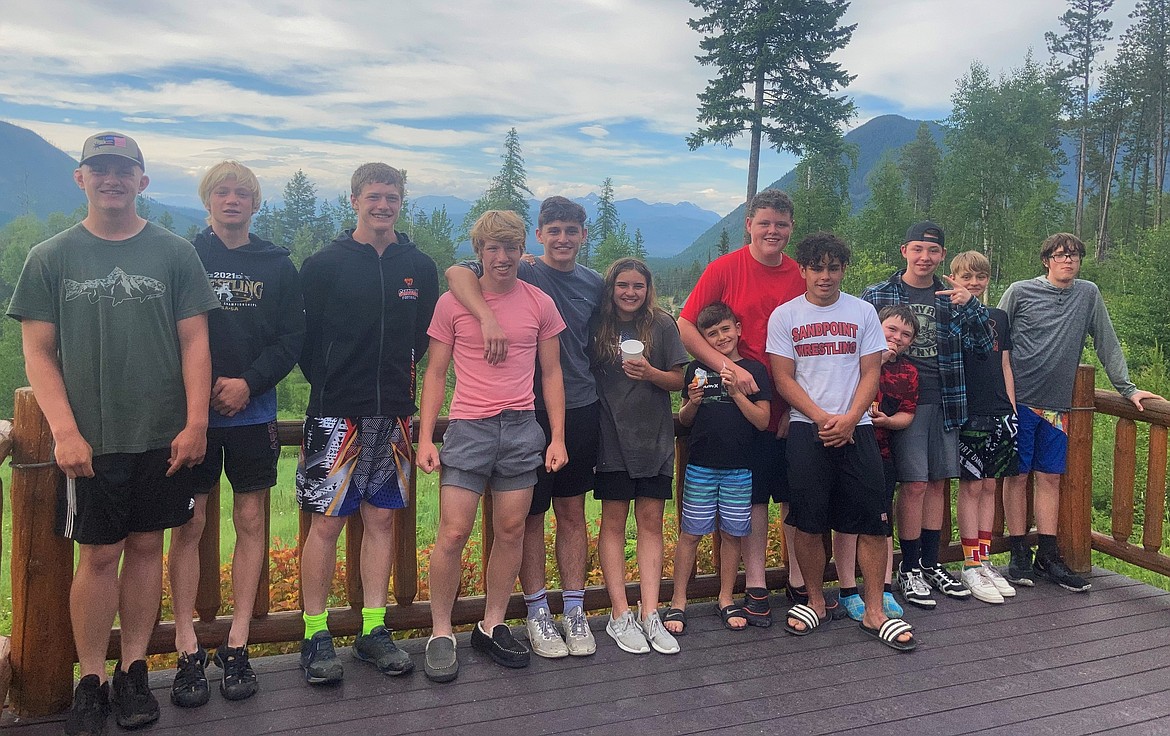 A group of Sandpoint wrestlers pose for a photo while taking part in the Montana Intensive Wrestling Camp on June 21-25 in Kalispell.