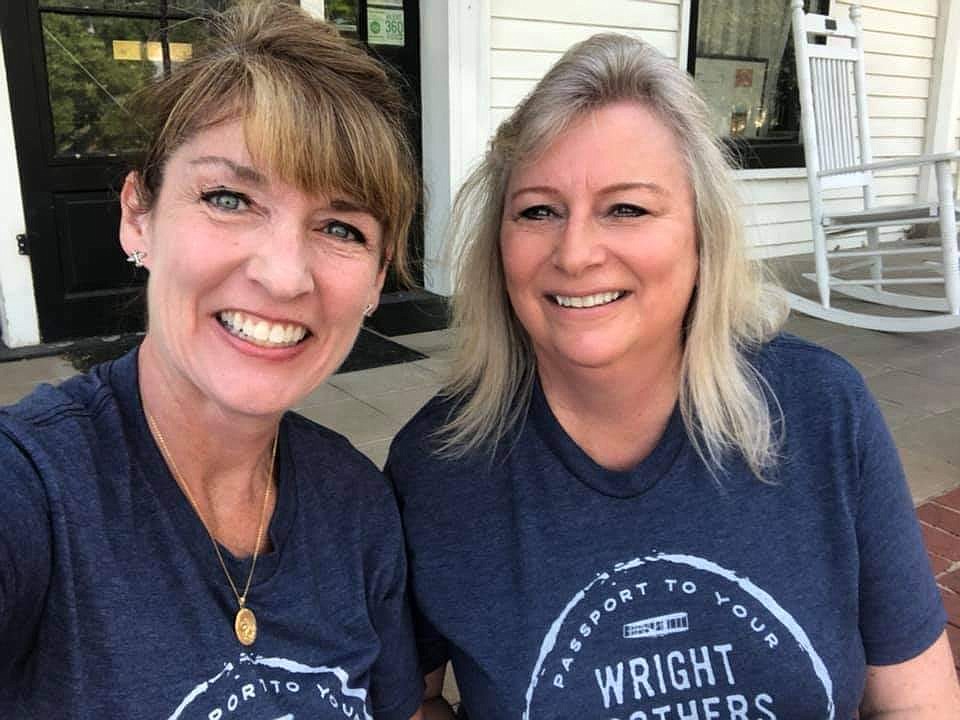 Courtesy photo
LaDonna Beaumont and Lori Porath on the porch of Amelia Earhart's home in her birthplace of Atchison, Kan.