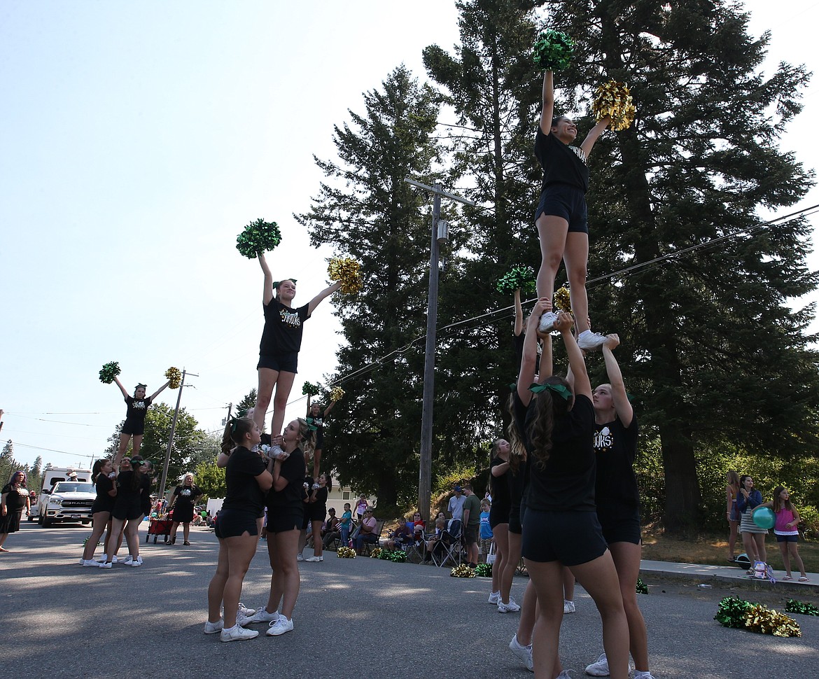 Lakeland High School cheer squad performed aerial stunts at the Rathdrum Days parade