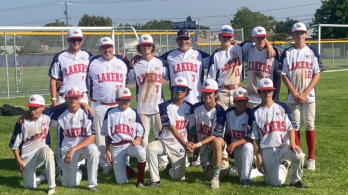 The 16U North Idaho Lakers pose for a photo after claiming the district title on Sunday in Spokane.