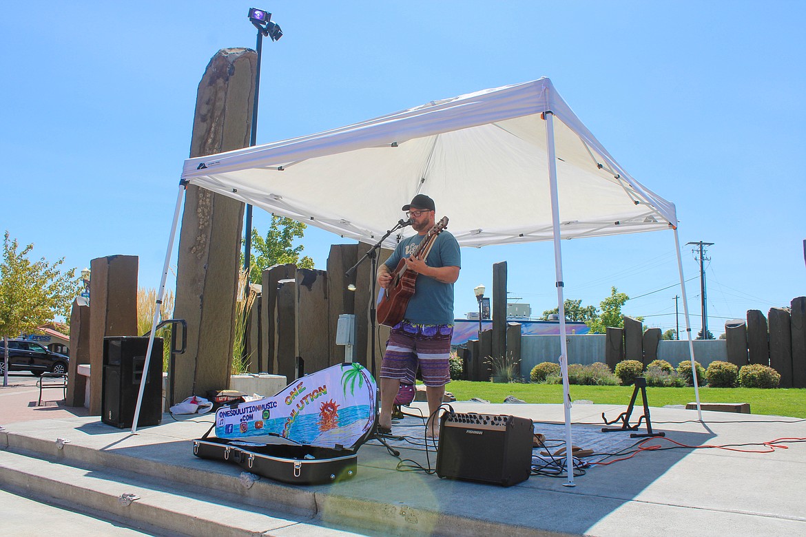 LJ Polmateer of One SOULution performs at Sinkiuse Square in Moses Lake for Summer Street on 3rd on Saturday.