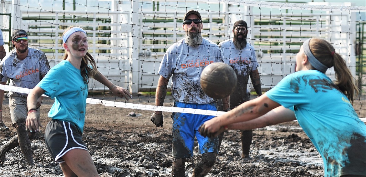 The 2021 Bump, Set, Splat! mud volleyball tournament at the Polson Fairgrounds. (Scot Heisel/Lake County Leader)