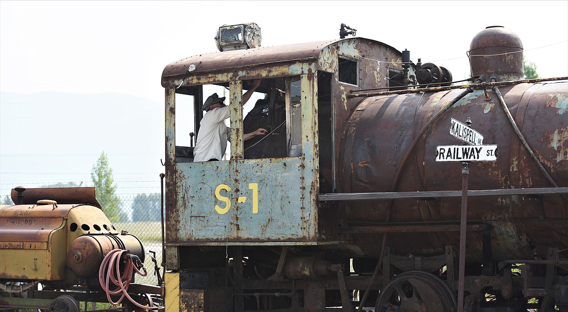 JD Cass, a retired BNSF engineer from Havre, made the trip to Polson for this year's Live History Days at the Miracle of America Museum. Cass drove a 1920s Porter fireless switching engine that was powered by an air compressor since no steam was available. (Scot Heisel/Lake County Leader)