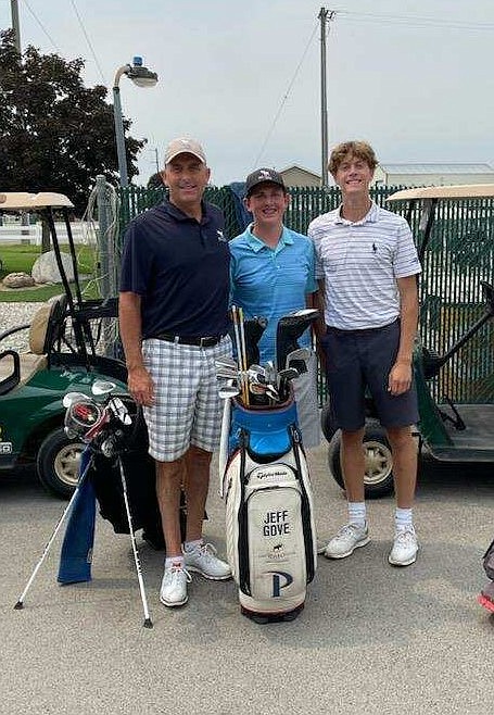 Jeff Gove, Jake Samuels and Jacob Gove pose for a photo at Monday's Inland Empire PGA Pro-Junior.