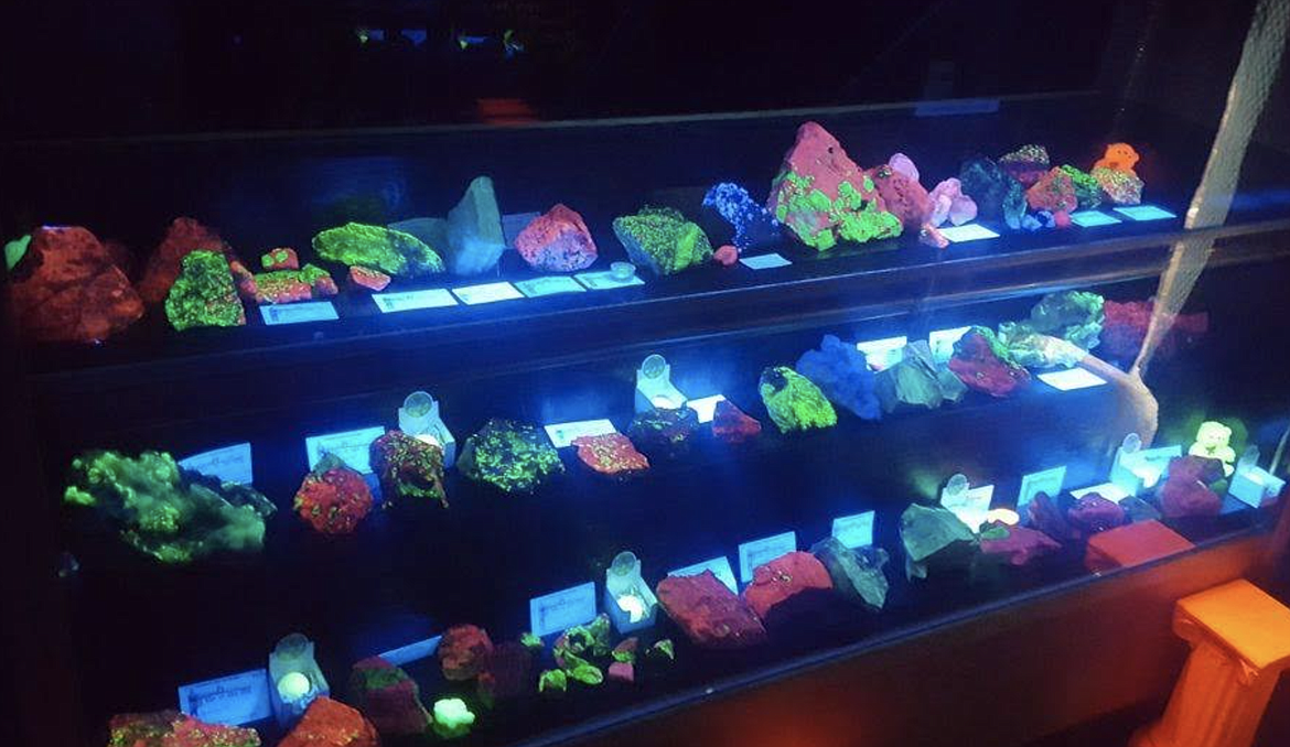 The Galaxy Room is just one of the many things to see in the store. It is full of rocks and minerals that glow under black lights.