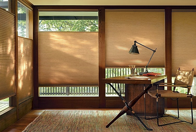 Honeycomb shades like the ones pictured are some of the more popular choices for customers looking to replace their shades or blinds in their home.