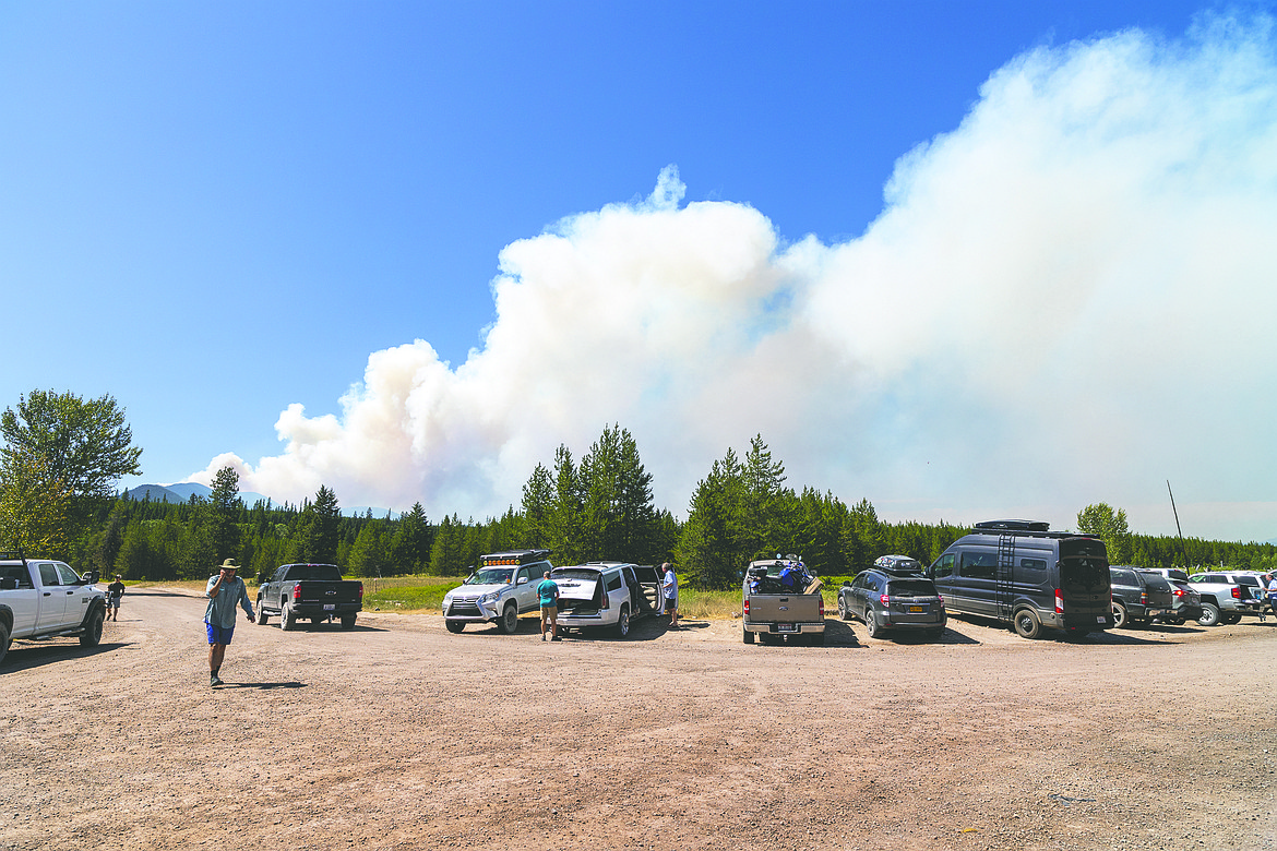 Smoke from the Hay Creek Fire burning on the Flathead Forest is seen from Polebridge on Thursday, July 22. (Chris Peterson/Hungry Horse News)