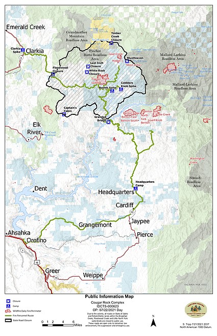 Cougar Rock Complex Wildfire update for July 22 | Shoshone News-Press