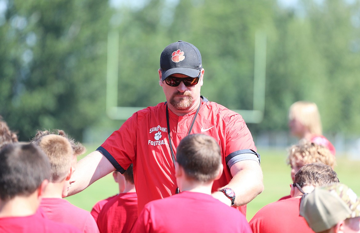 Head coach Ryan Knowles tries to keep the campers organized on Friday.