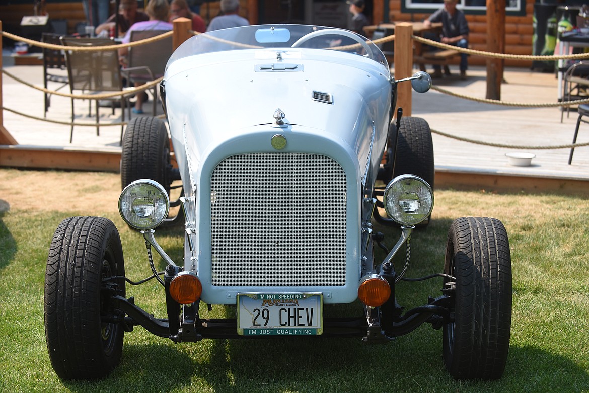 The license plate holder says it all on Dick Hooten’s 1929 Chevy Speedster at last Saturday’s Cool Summer Nights Car Show in Trout Creek. (Scott Shindledecker/Valley Press)