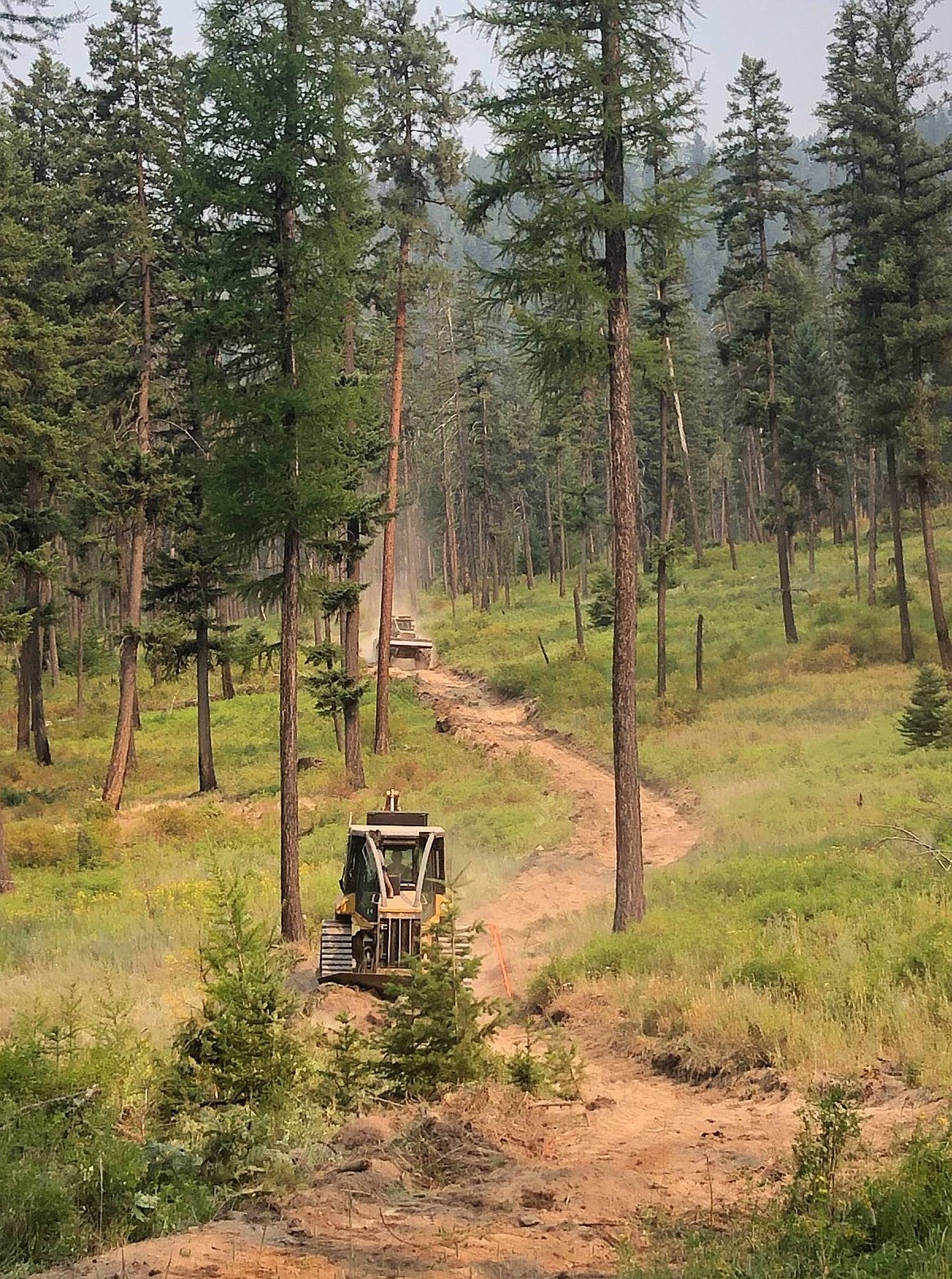 Heavy equipment, such as bulldozers, have been used to build lines around the perimeter of the Thorne Creek Fire. (U.S. Forest Service photo)