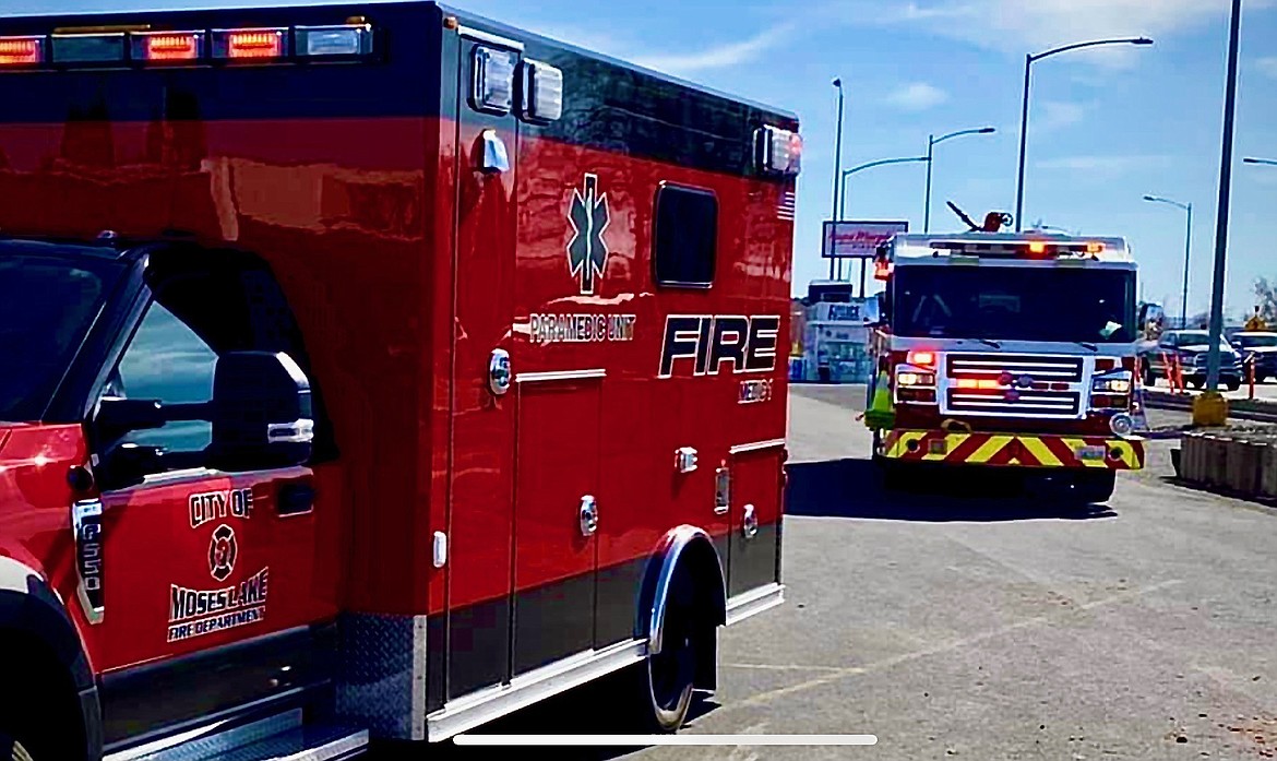 Moses Lake Fire Engine 1 and Medic 1 at a recent traffic collision on Stratford Road.