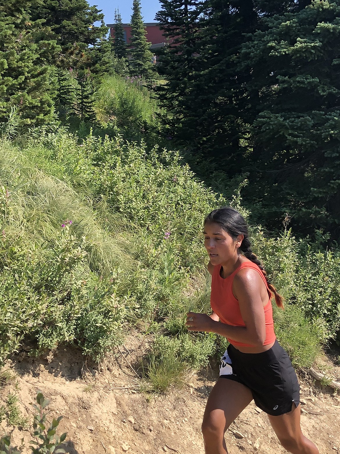 Jennifer Lichter of Whitefish races in the Big Mountain Run on Sunday at Whitefish Mountain Resort. Lichter was the first female finisher. (Courtesy photo)