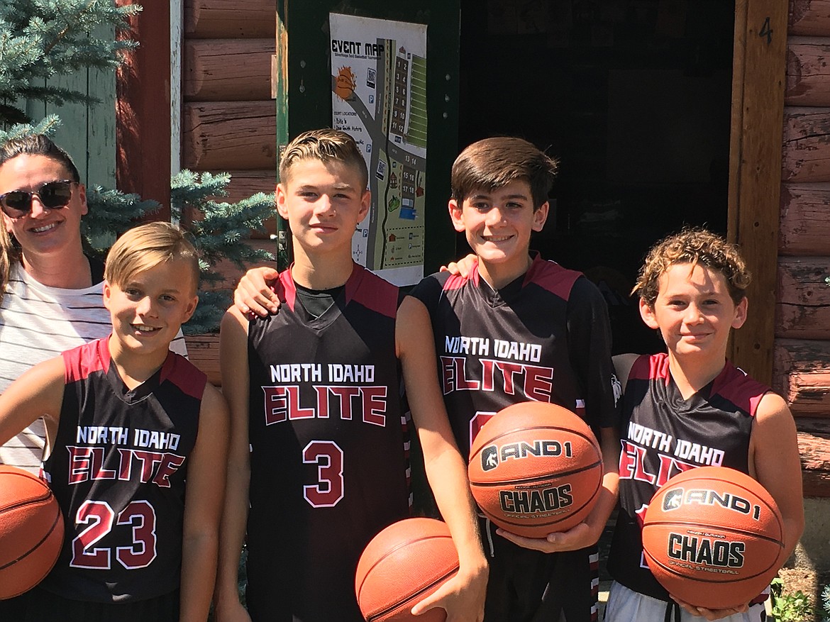 Courtesy photo
North Idaho Elite went 4-1 at the Silver Hoops 3-on-3 basketball tournament and won the tournament Sportsmanship Award. From left are: Jennifer Figueroa, Maddox Lindquist, Britton Johnston, Wyatt Carr and Brett Johnson.