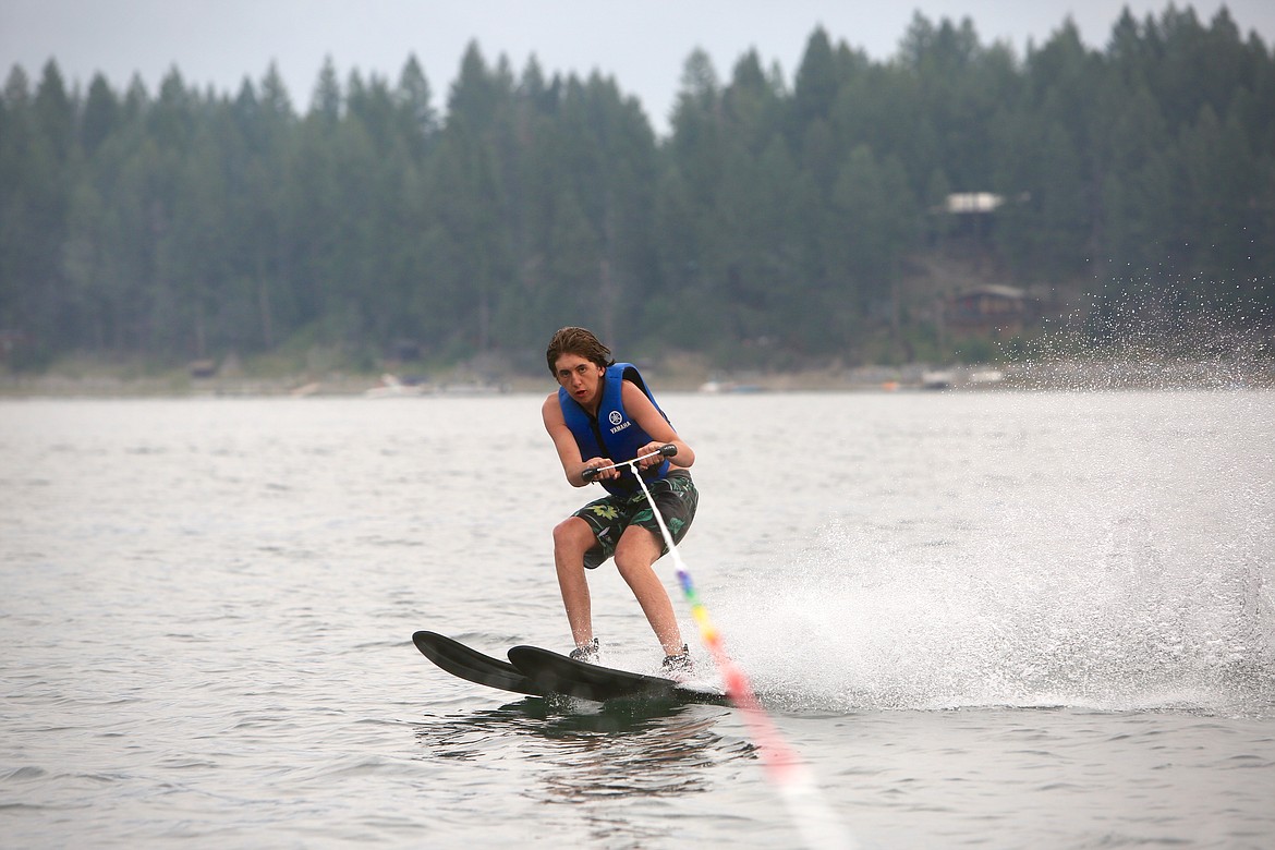 An athlete water skis during DREAM Adaptive Recreation's water sports week on Echo Lake last Wednesday, July 21.
Mackenzie Reiss/Bigfork Eagle