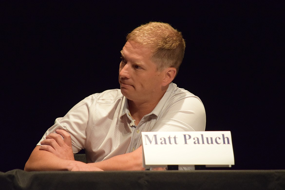 Moses Lake School Board candidate Matt Paluch speaks during Monday’s candidate forum organized by the Moses Lake School District.