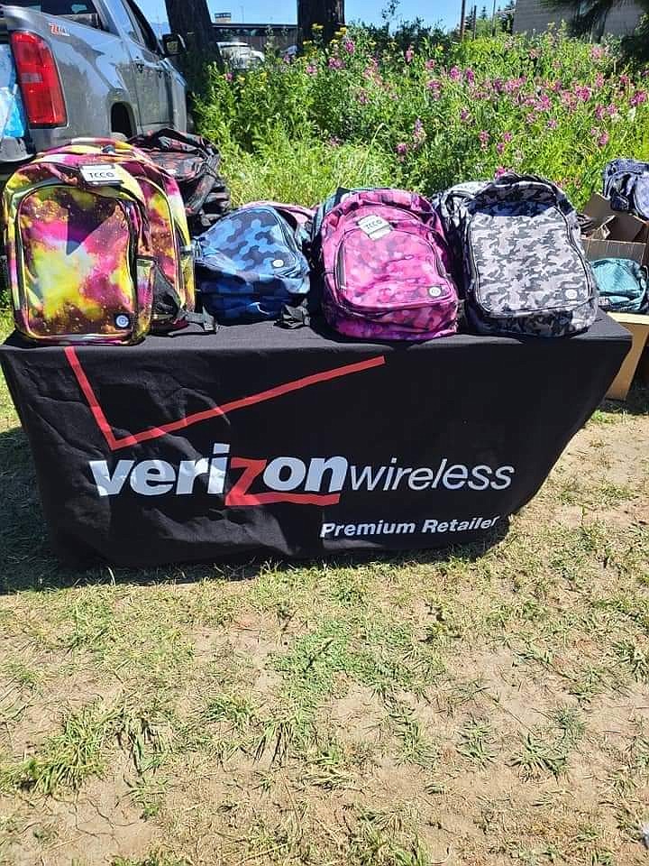 A photo from the giveaway shows some of the backpacks donated at the TCC event last year.