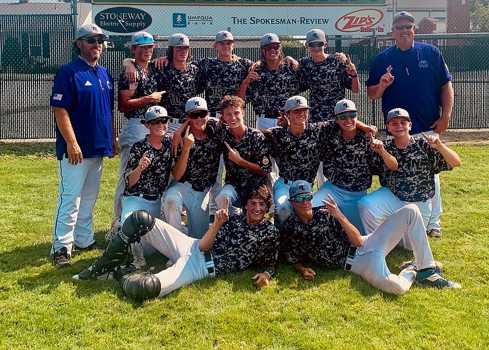 Courtesy photo
The Northern Lakes Mountaineers 16U legion baseball team won the Washington state A tournament championship, beating the Pasco River Dogs 7-6 at Al K. Jackson Field in Spokane. Laying down are Jace Cooksey and Kenny Wells. In the front row, from left, are: Caleb Mason, Ty Gallimore, Darren Gosch, Cooper Lenz, Jacob Varner and Zach Blansfield. In the back are: coach Mike Menti, Jesse O'Conner, Tim Sheppard, Grant Allaway, Wyat Phillips, Colin Killian and head coach Blaine Johnson.