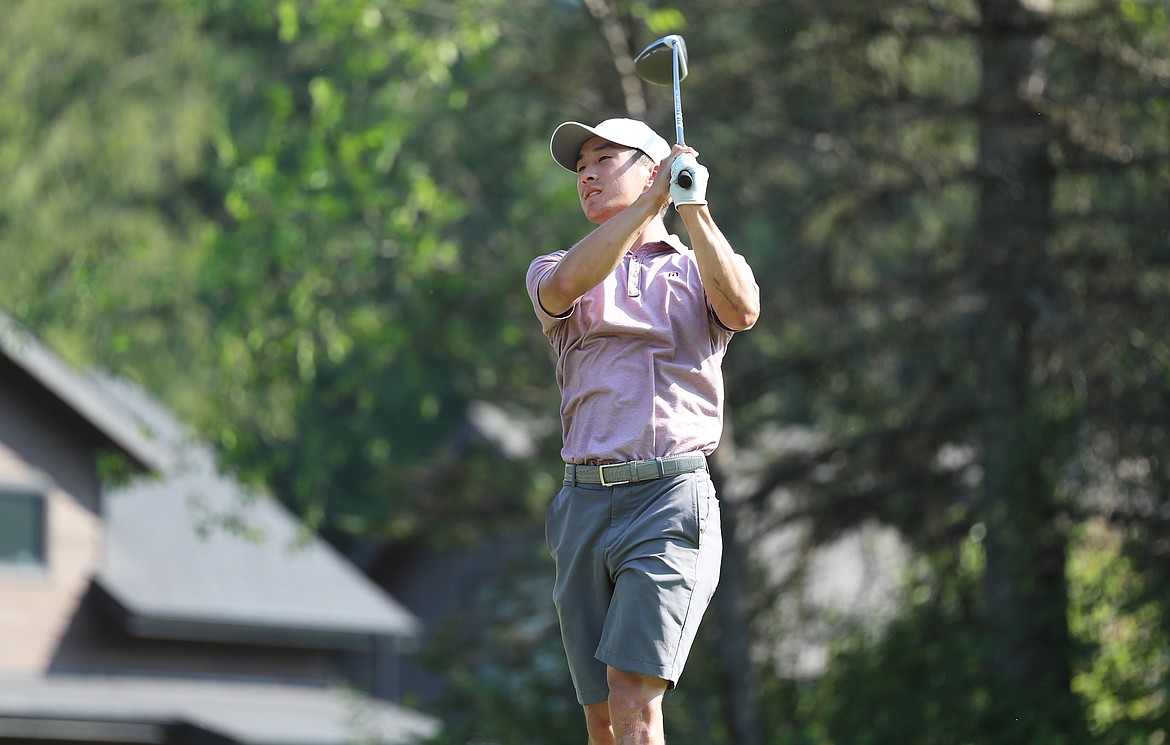 Jordan Lee from Western Washington University tees off on hole No. 13 at The Idaho Club on Thursday. Lee will play in the 36-hole championship match on Saturday.