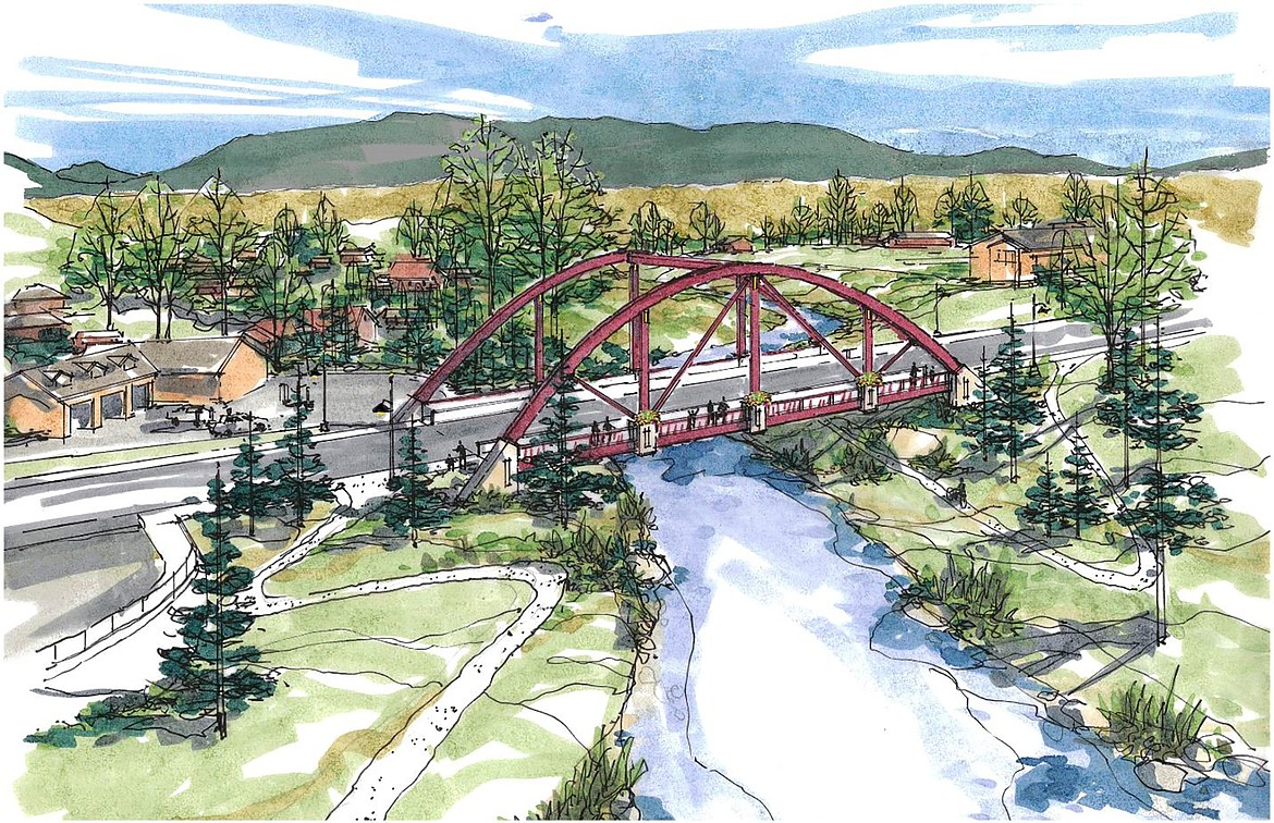 A conceptual rendering of a future bridge over the Whitefish River to replace the culverts at the Spokane Avenue/Highway 93 crossing. (Courtesy of City of Whitefish)
