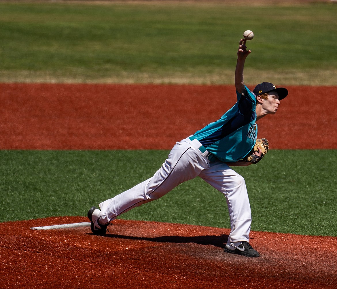 Nolan Crawford pitches for the Columbia Basin Riverdogs 15U team at the  Pacific Northwest 13-15 Babe Ruth Regional Tournament in Kelso, Washington last week.