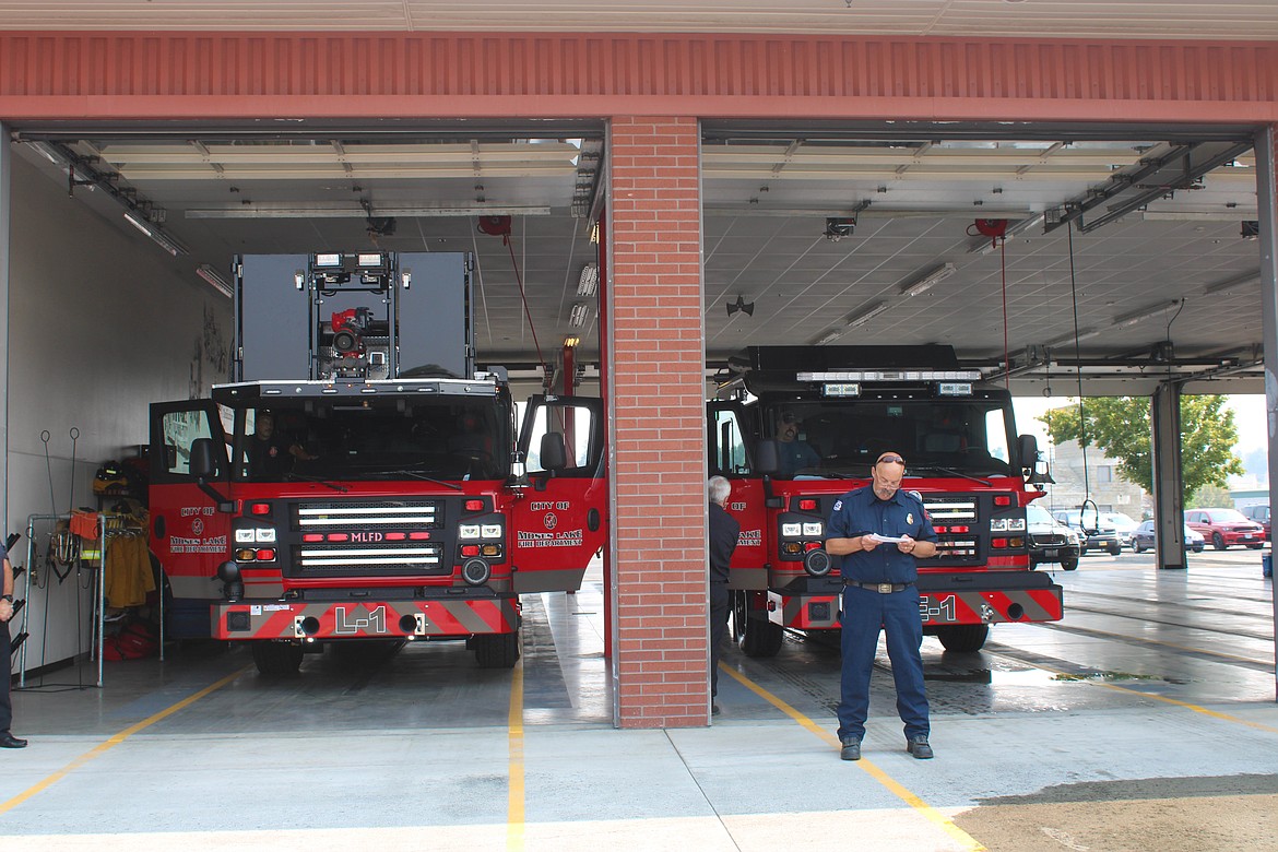 Moses Lake Fire Department acting officer Paul Gueren announces Tuesday the new rigs are ready for service.