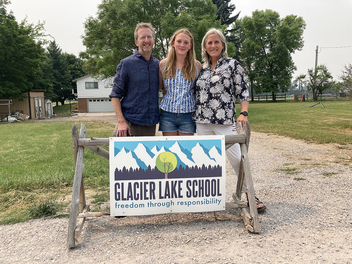 Ben Kestner and Lisa Pavlock, right, founders of Glacier Lake School in St. Ignatius, with their daughter, Marina, center. The couple has been recruited to start a new school in Ibiza, Spain. (Carolyn Hidy/Lake County Leader)