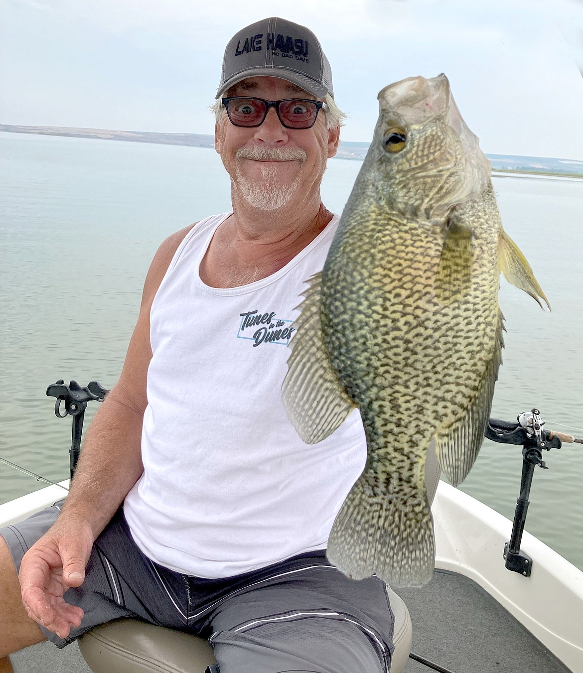 Dave Meseberg of MarDon Resort caught this 13-inch crappie trolling on the face of the dunes this week.