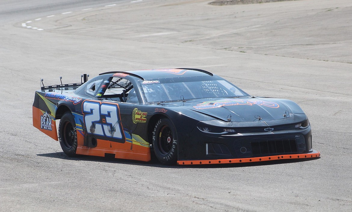Corey Allard was able to emerge victorious on Saturday despite being involved in a couple early incidents, including one that ripped almost the entire right side of the car off.