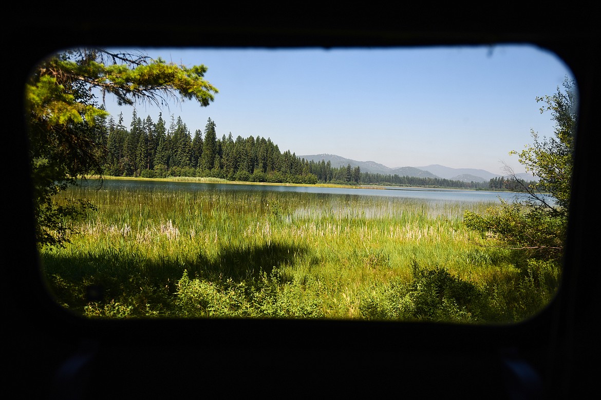 A view from the back window of our travel trailer from a campsite at Upper Thompson Lake in Lincoln County on Sunday, July 25, 2021. (Casey Kreider/Daily Inter Lake)