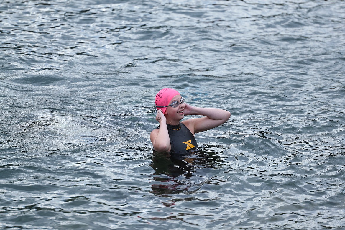 Abbey Whiting prepares for the start of Saturday's Long Bridge Swim.