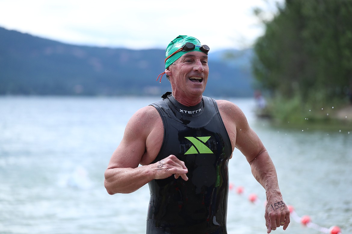 Frank Jester crosses the finish line on Saturday.