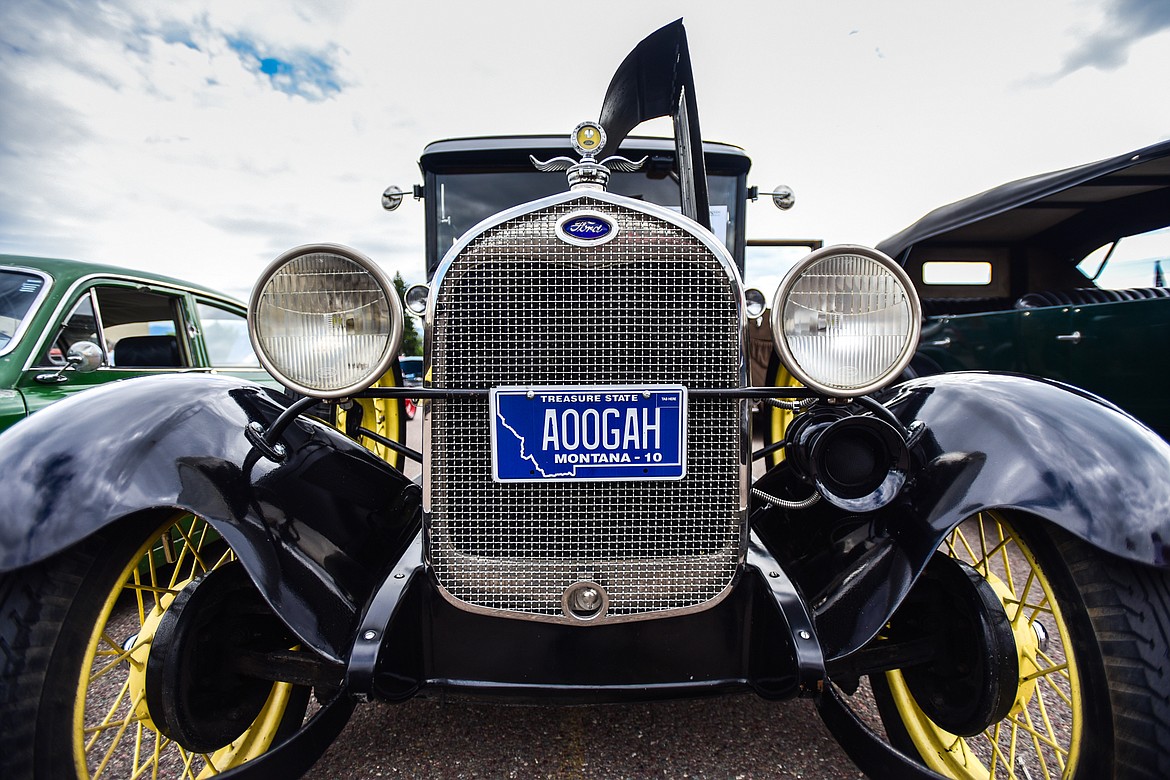 A 1929 Ford Town Sedan with the license plate "AOOGAH" at the Evergreen Show 'N Shine at Conlin's Furniture on Saturday, Aug. 7. (Casey Kreider/Daily Inter Lake)