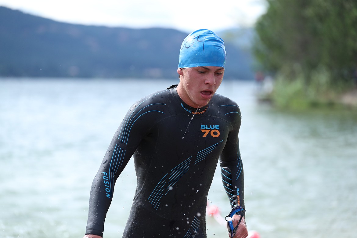 Matthew Mantz crosses the finish line on Saturday.