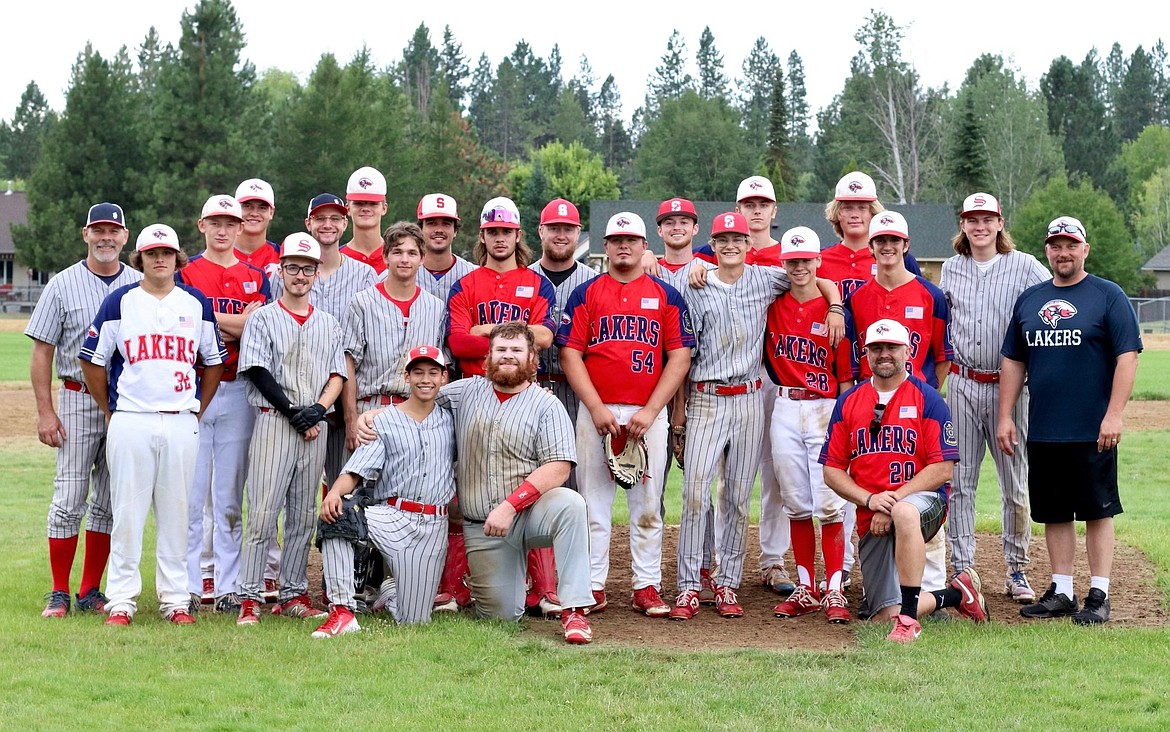 The 19U North Idaho Lakers and some of the program's alumni pose for a photo during Saturday's festivities.