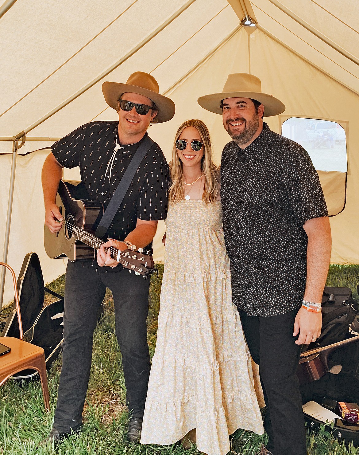 Archertown gets ready to perform at Under the Big Sky Festival in Whitefish. From left to right, Kyle and Natalie Archer, and John Kay. (Courtesy Photo)