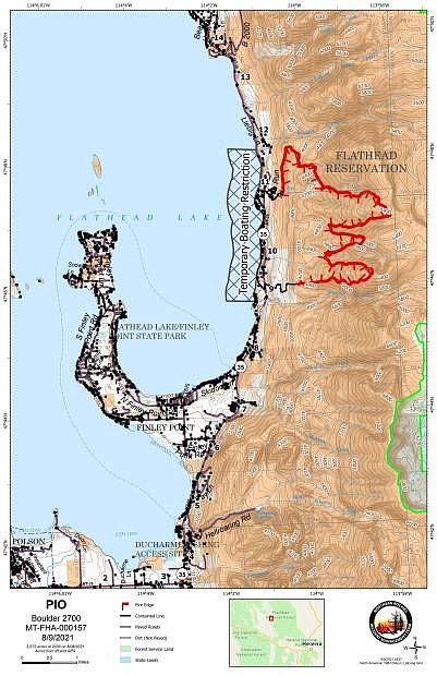 The Boulder 2700 Fire map for Monday, Aug. 9. (InciWeb)