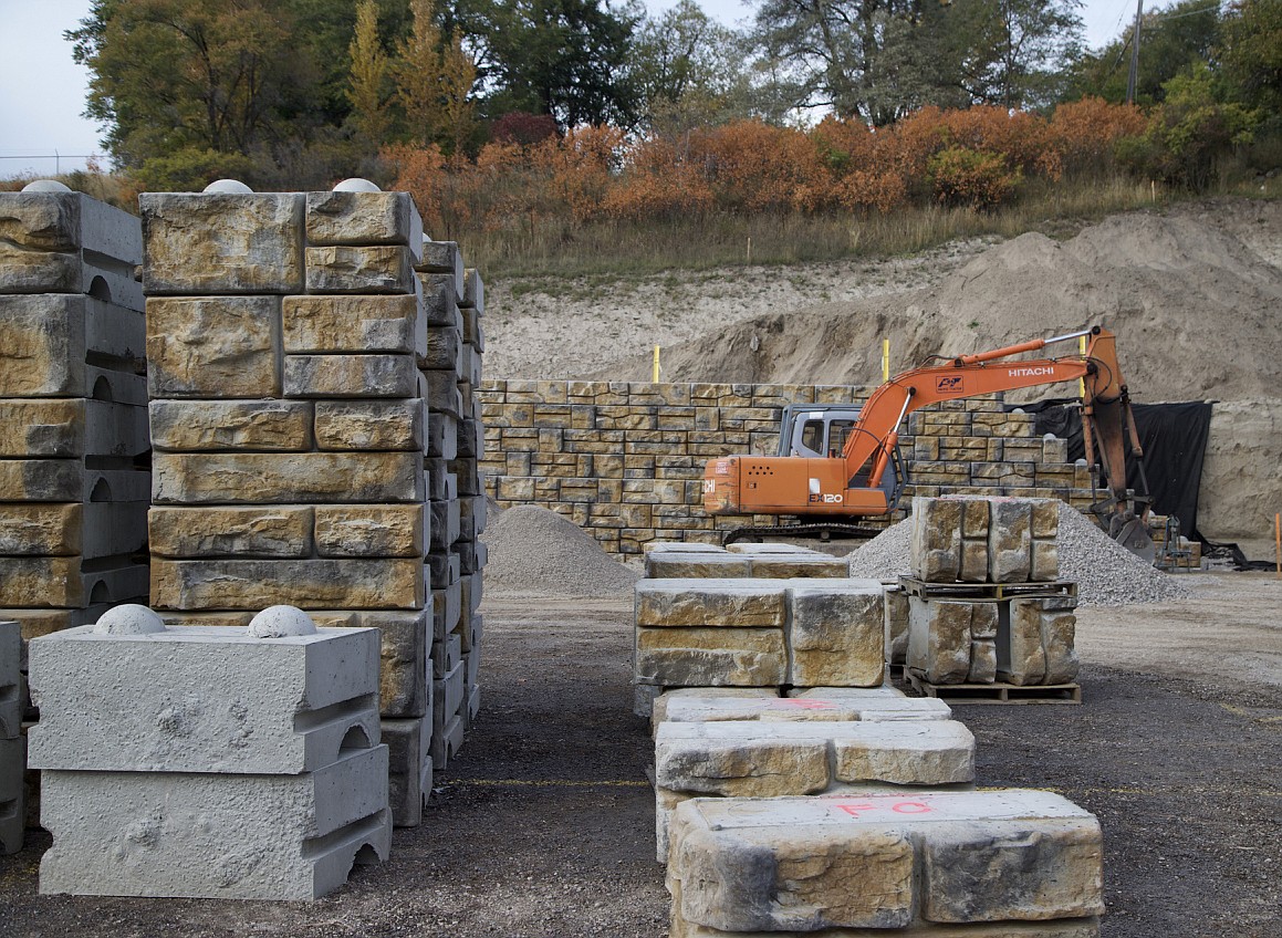 Natural looking blocks are used to enhance the appearance of the retaining walls for a new parking lot in Bigfork. (Kay Bjork photo)