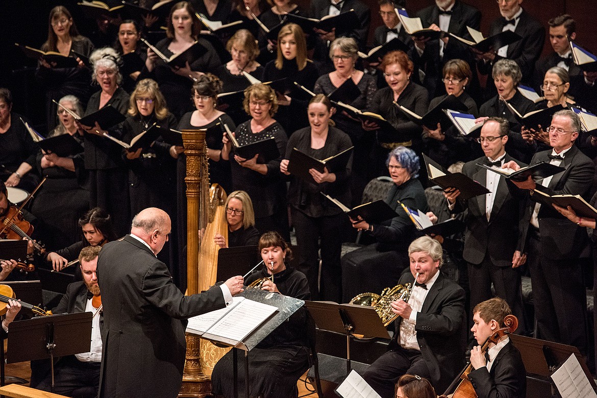 Dr. Stan McDaniel directs Chorale Coeur d'Alene at a spring concert in 2018. McDaniel's  retirement reception will be held at the Peace Lutheran Church in Post Falls from 3 to 5 p.m. on Sunday. Courtesy photo